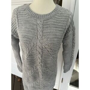 NEW GAP Cable Knit Sweater Dress Women's Size XS Gray Winter Wool Cozy Hygge